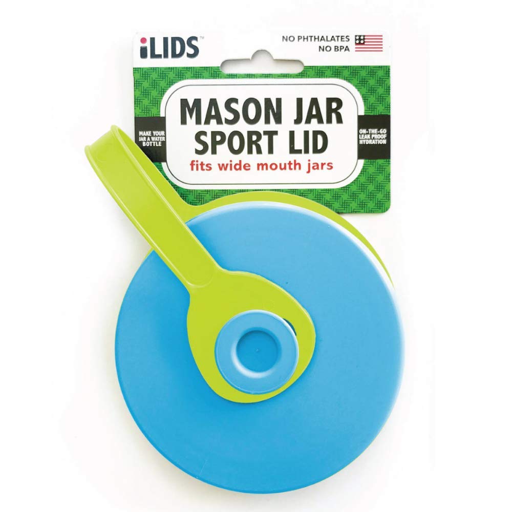 Ilids Mason Jar Sport Lid, Wide Mouth, Sky Blue, Pack Of 2
