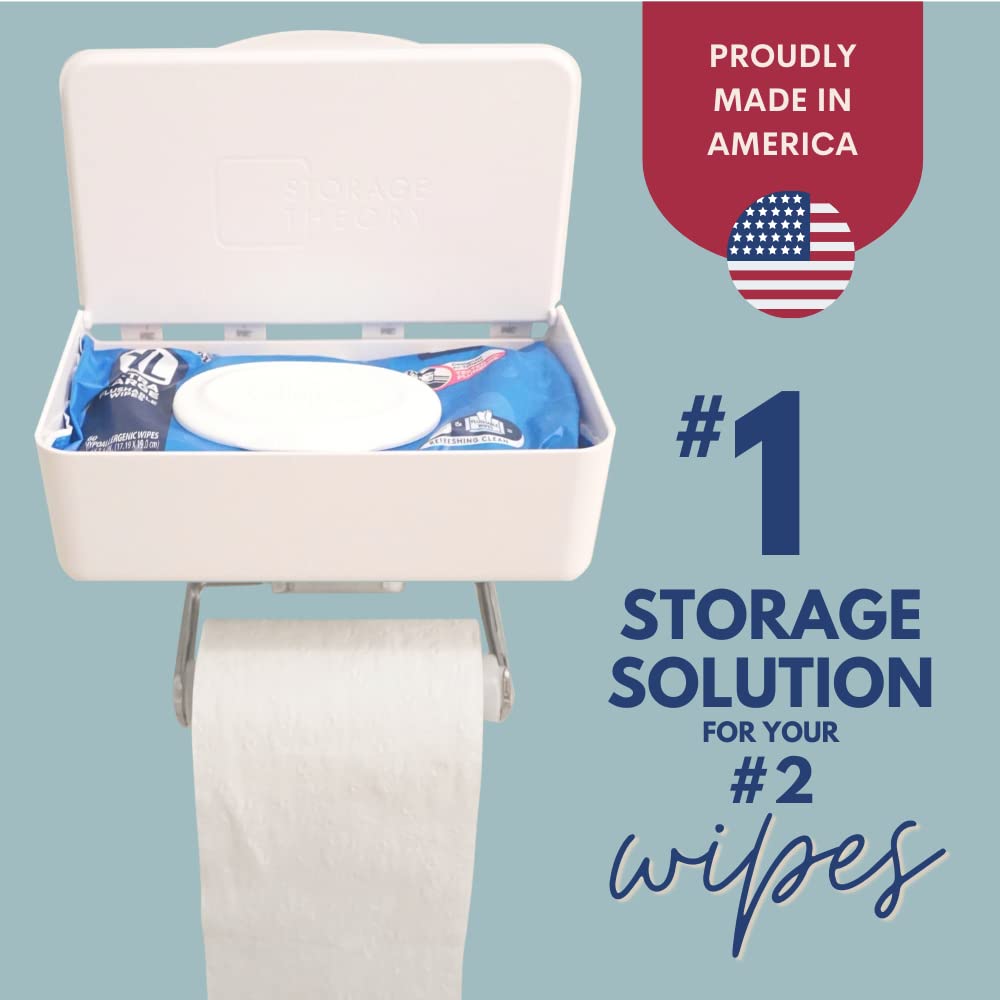 Storage Theory Bathroom Wipes Holder Dispenser With Shelf - Restroom Organizer & Toilet Wipe Holder For Bathroom Must Haves - To