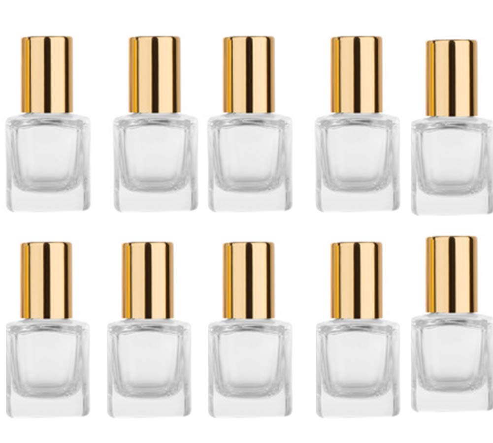 Square Glass Essential Oils Roller Bottle, 5Ml Perfume Essential Oil Bottles Refillable Thick Glass Mini Bottles With Stainless