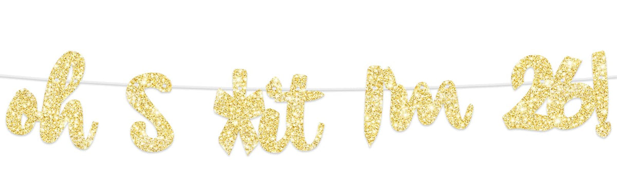 Oh Im 26! Banner Backdrop Glitter Gold Hallo Twenty Six Cheers To 26 Years Old Theme Decor For Man Woman Happy 26Th Birthday Par