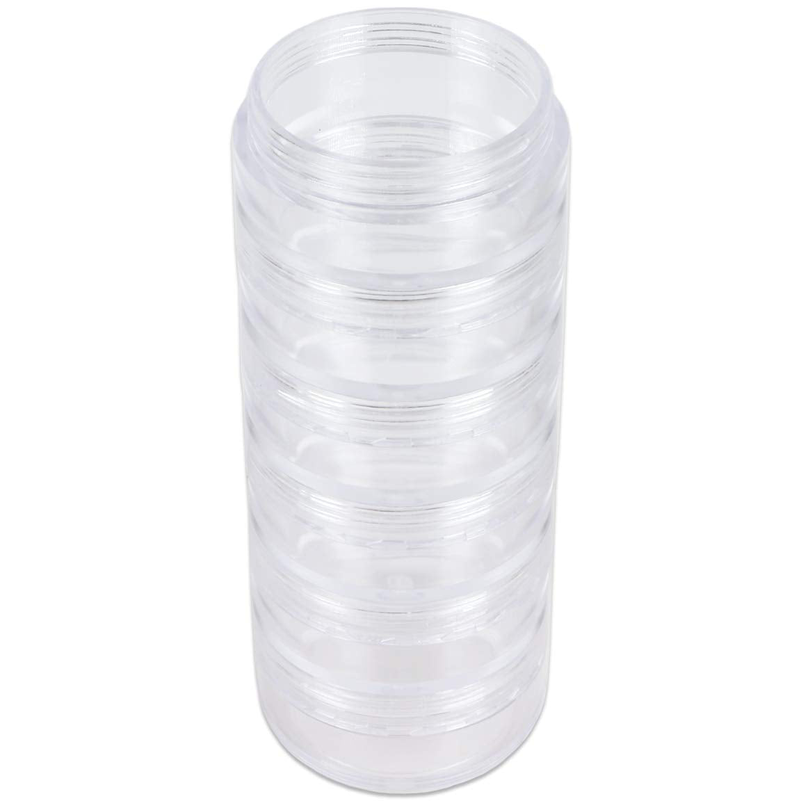 Beauticom 6 Pack(36 Pieces) 10G/10Ml Empty Round Transparent Stackable Plastic Embellishment Bead Glitter Charm Craft Jars With