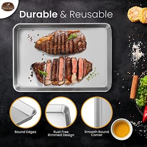 Kitchen Nerds Baking Sheet Pan 2 Pack, 9 X 13 In Rust Free Quarter Sheet Pan For Baking, Warp Resistant, Food Grade Aluminum, Ve
