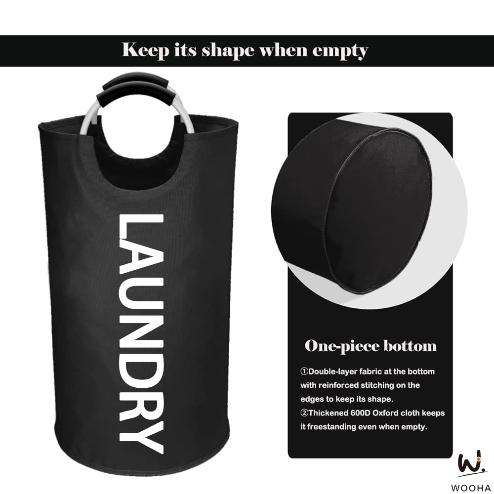 Wooha 95L Large Laundry Baskets, Tall Clothes Baskets Folding Washing Bin Foldable Fabric Hamper Bags For Bedroom, Closet,Bathro