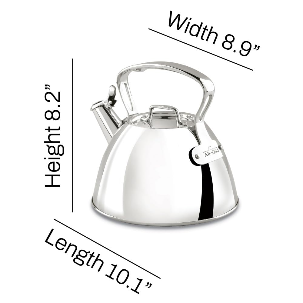 All-Clad Specialty Stainless Steel Tea Kettle 2 Quart Induction Pots and Pans  Cookware Silver