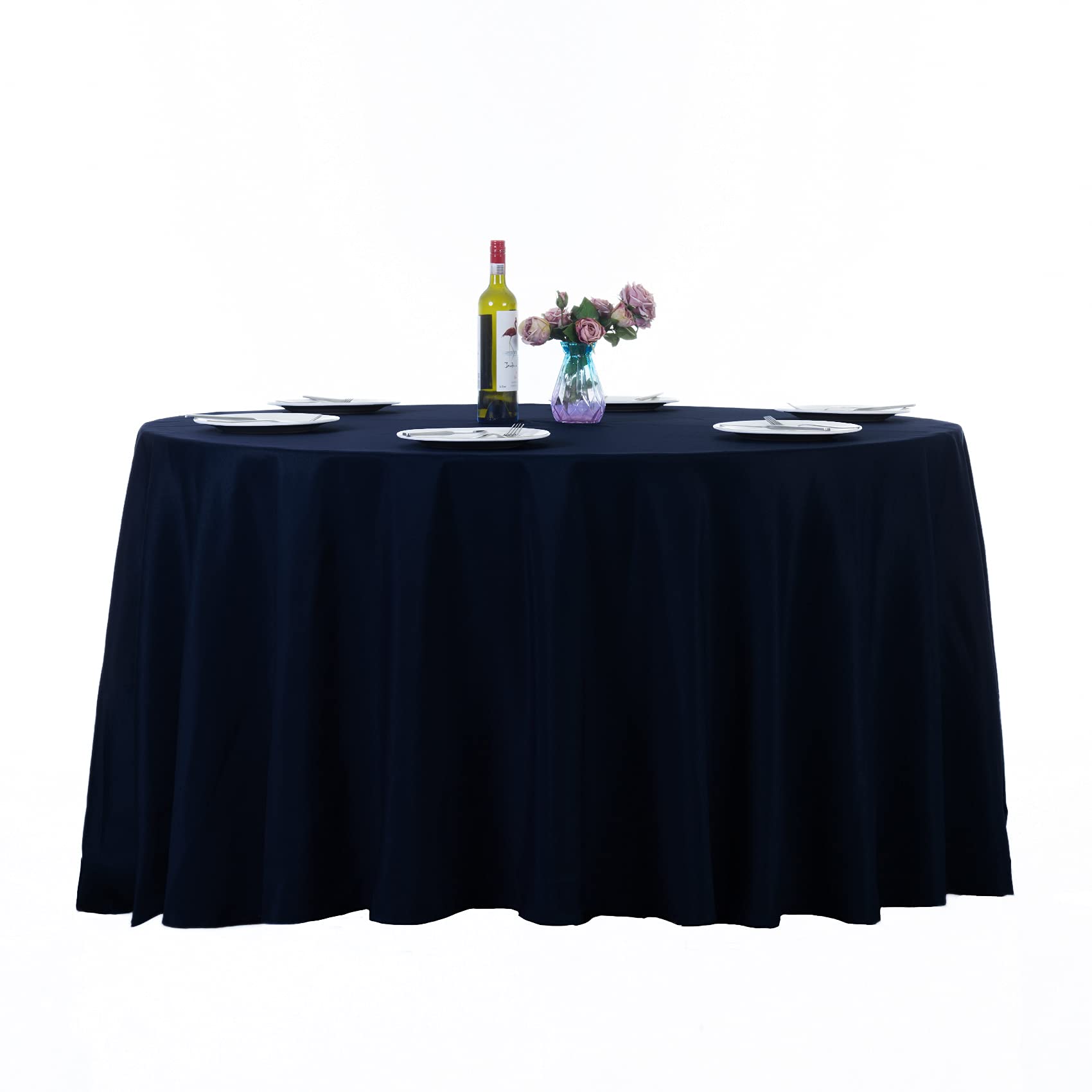 Ascoza 2Pack 108 Inch Navy Round Tablecloth In Washable Polyester Fabric For Wedding/Banquet/Restaurant/Parties