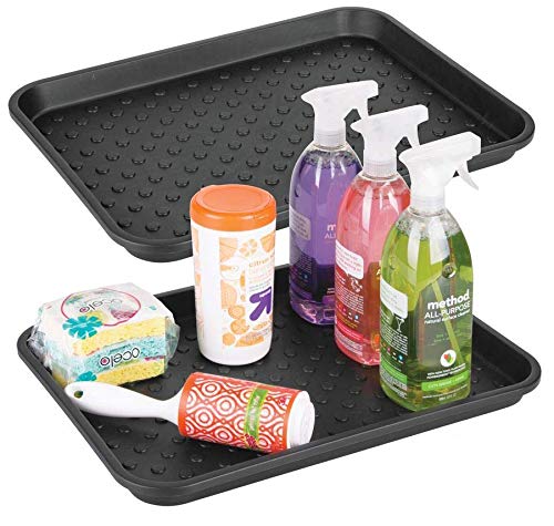 Idesign Plastic Under Sink Mat Tray For Kitchen Cabinet, Bathroom, Entryways, Office, Mudroom, College Dorm, (Set Of 2), 17'' X