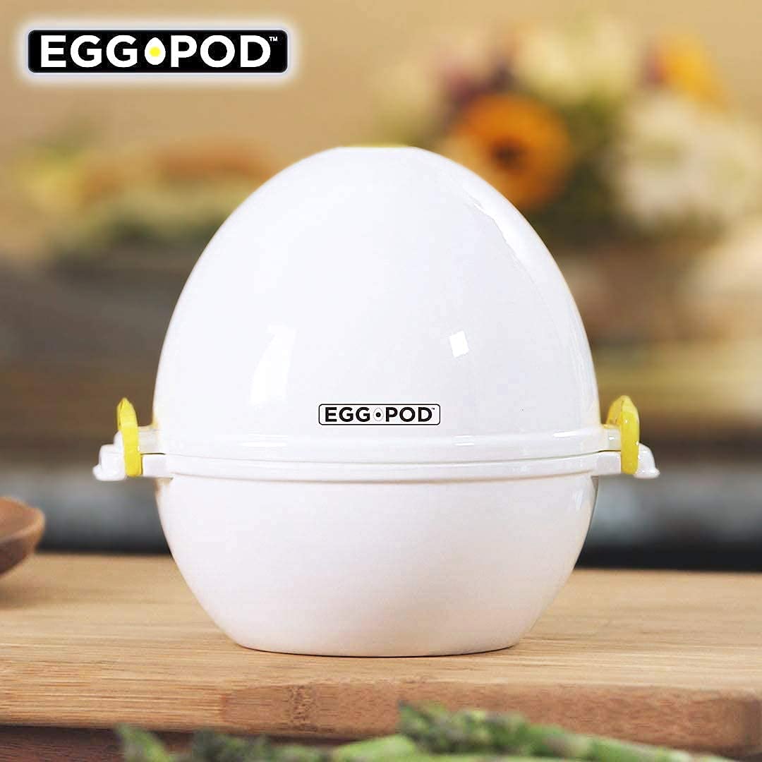 Egg Pod By Emson Microwave Hardboiled Egg Maker, Cooker, Boiler & Steamer, 4 Perfectly-Cooked Hard Boiled Eggs In Under 9 Minute