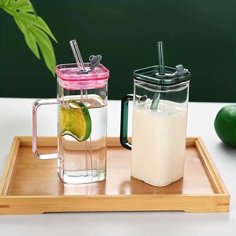 Kikiluxxa Random Clour Mojito Glass Sipper Tumbler With Acrylic/Wooden Lid And Straw  Pack Of 4 (Tokyo Tumbler 4), 400 Ml