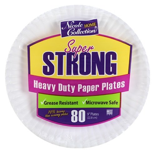 Nicole Home Collection White Paper Luncheon Plates-9'', Medium, 80 Pcs