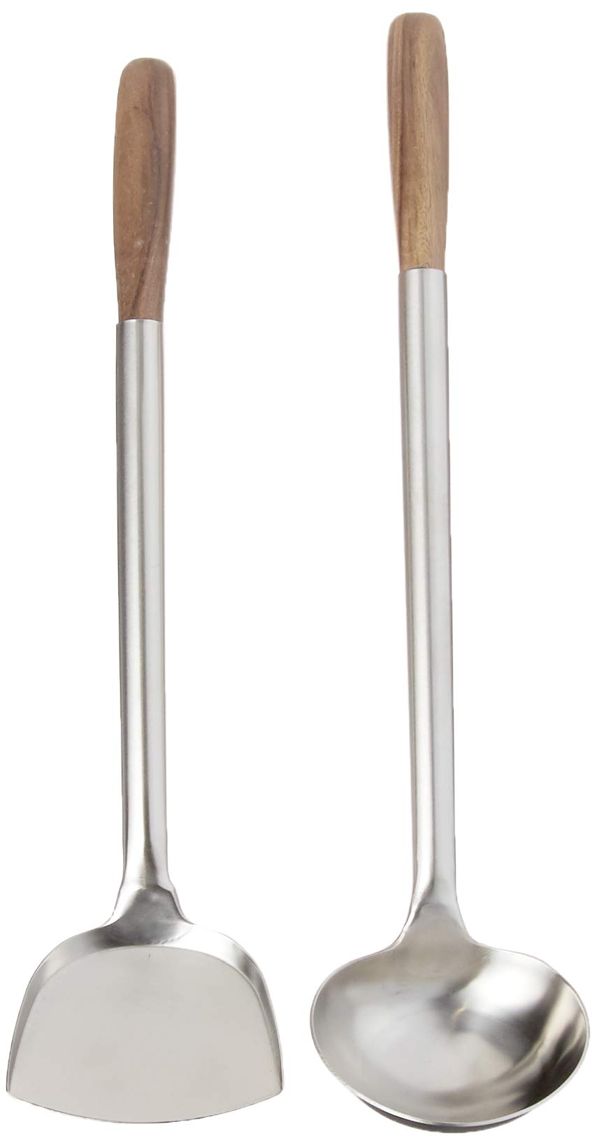 Fox Run Spatula & Ladle Wok Utensil Set, Set Of 2, Traditional Handles, Silver