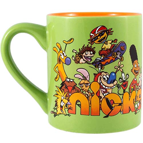 Silver Buffalo Nickelodeon Logo And Characters 90S Nostalgia Ceramic Mug, 14 Ounces
