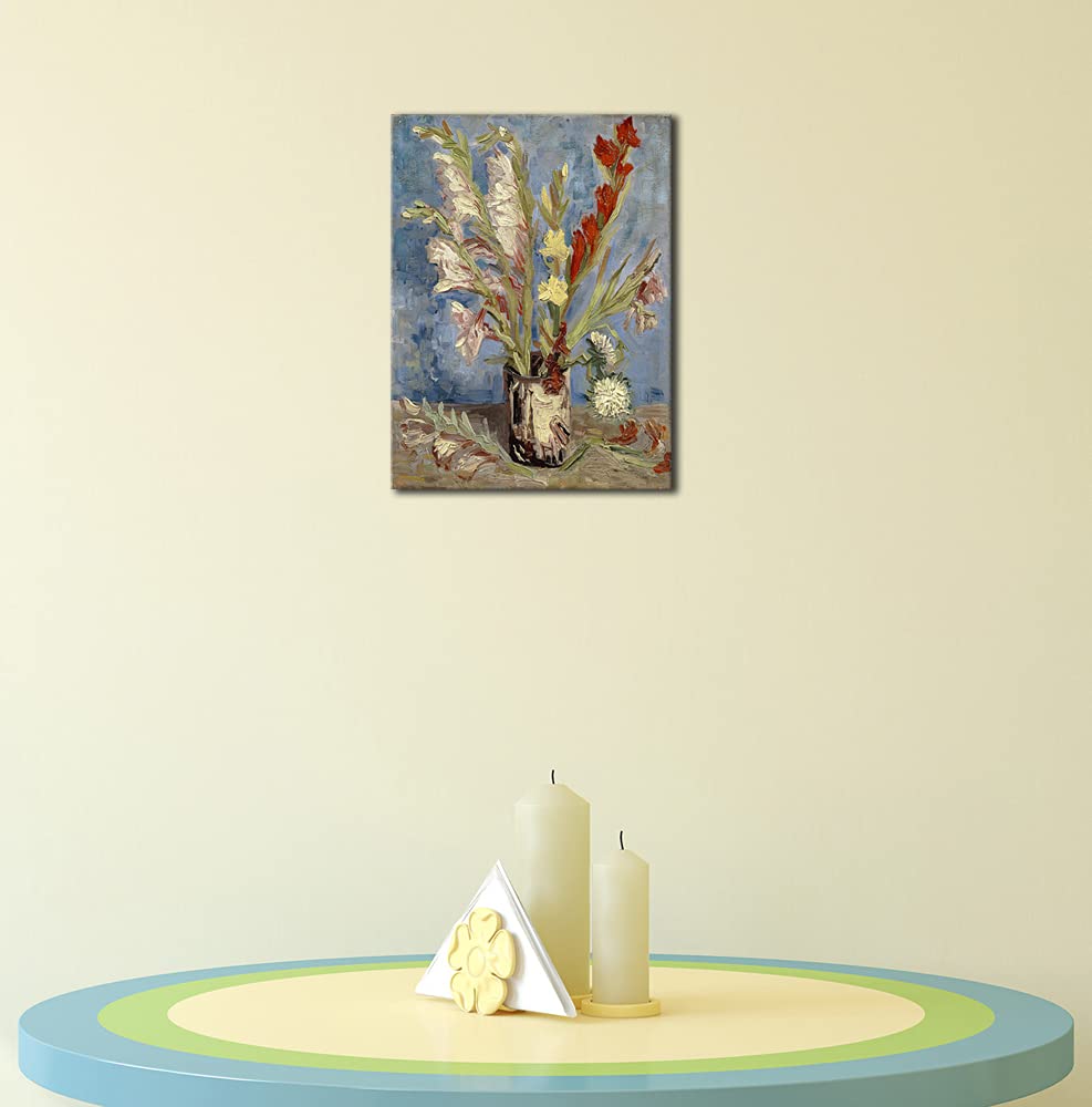 Wieco Art Vase with Gladioli and China Asters by Van Gogh Famous Oil Paintings Reproduction Modern Floral Giclee Canvas Prints Artwork Abstract Flowers Pictures on Canvas Wall Art for Home Decorations