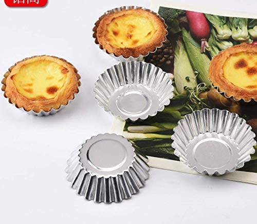 Lassum 10 Pcs Aluminum Egg Tart Mold Baking Cups,Cupcake Cake Cookie Pudding Lined Mould Tin Baking Tool