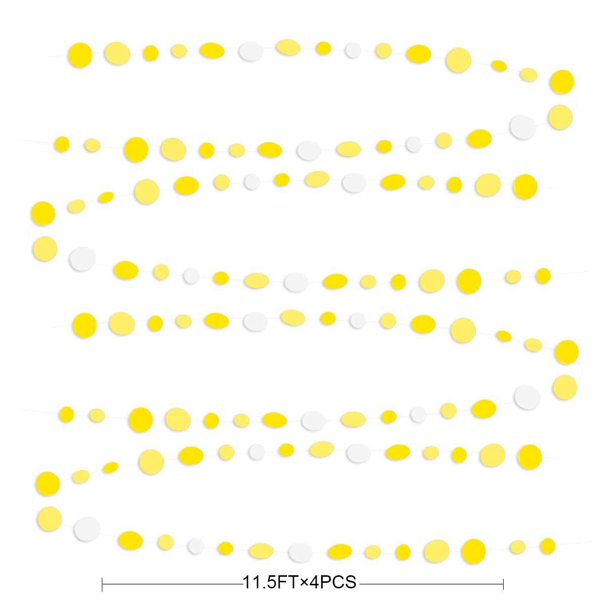 46 Ft Yellow White Circle Dots Garland Gradient Yellow Polka Dot Hanging Paper Streamer For Wedding Bridal Shower Birthday Baby