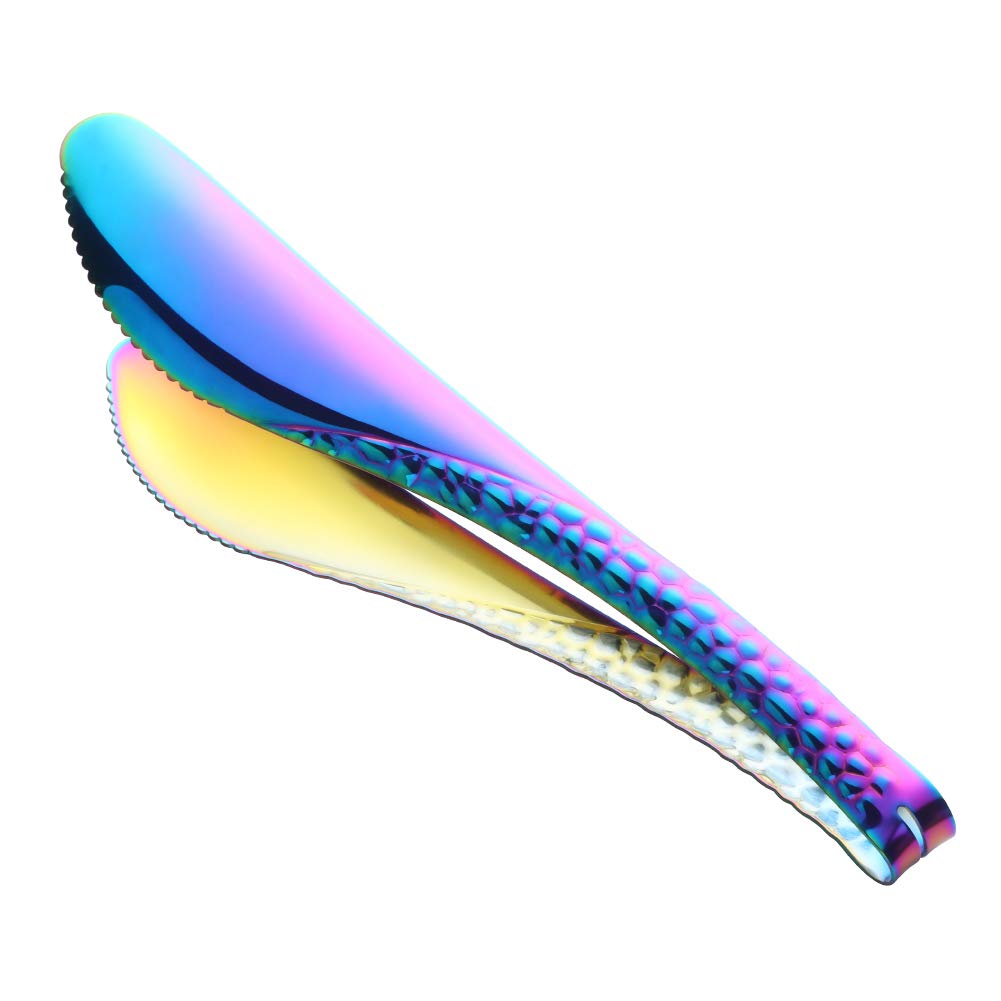 Bread Tongs Stainless Steel Serving Tongs Metal Server Tongs For Pasta Bbq Meat Appetizers Pastries Steak Cooking Tool (Rainbow)