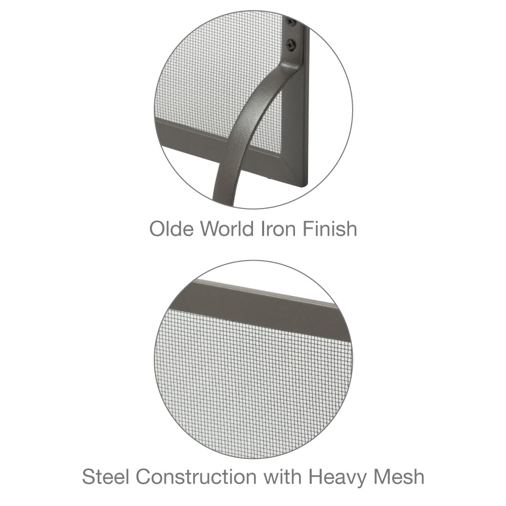 Uniflame, S-1156, Medium Single Panel Olde World Iron Finish Fireplace Screen