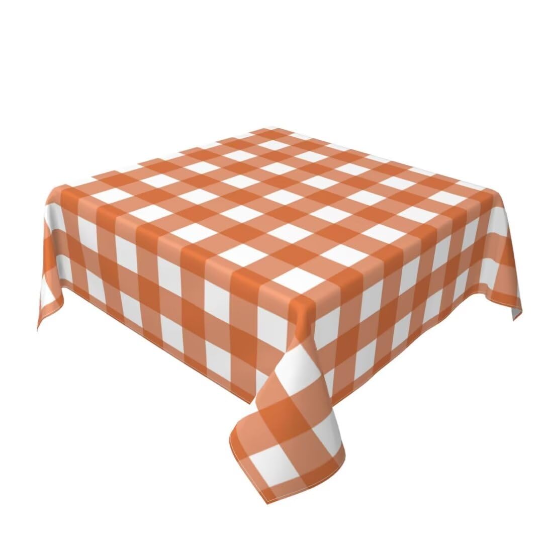 BETGINY Autumn Fall Tablecloth 60x60 Inch Square Thanksgiving Orange Buffalo Plaids Table Cloth Table Cover Polyester Washable W