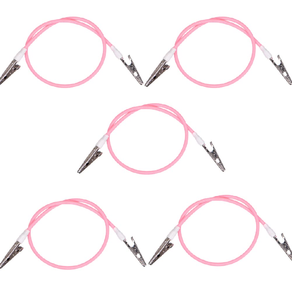 Angzhili 5 Pcs Dental Bib Clips,Silicone Napkin Clip Bib Holders With Colorful Silicone Lanyard And Stainless Steel Clip(Pink)