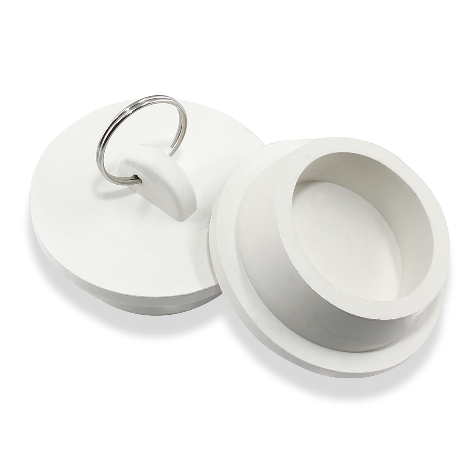 Lifcratms 2Pcs White Rubber Drain Stoppers, 1-5/8 Inch Rubber Sink Plug Sink Stopper Drain Plug With Hanging Ring For Kitchen La