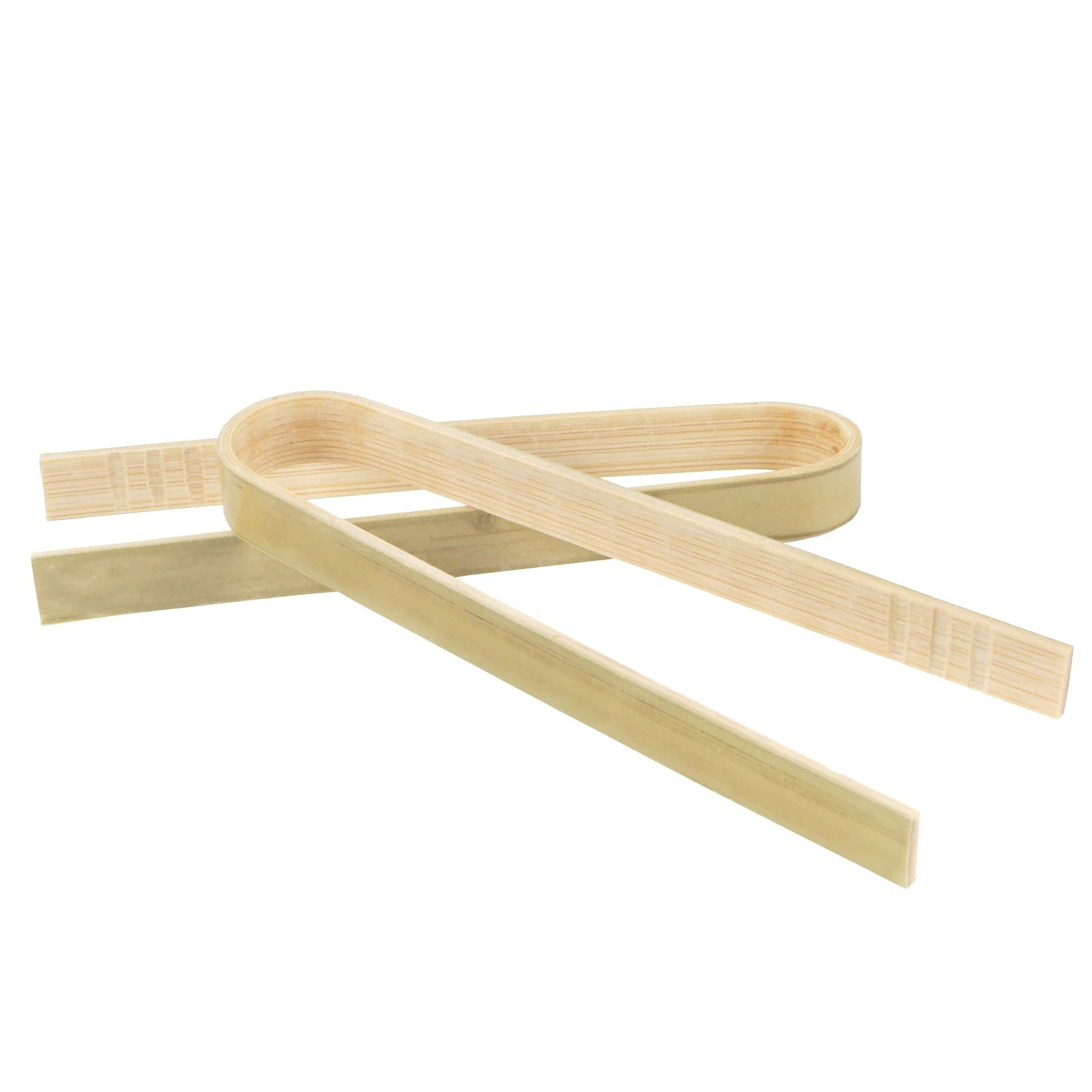 Bamboomn 3.9'' Mini Bamboo Disposable Tongs - Toast Tongs - 20 Pieces