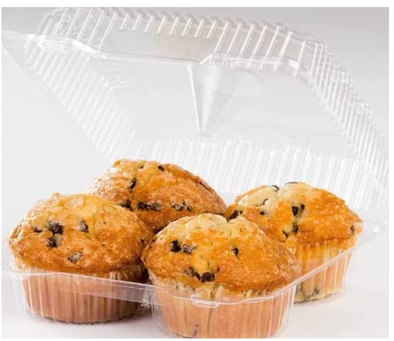 Decony Clear Jumbo Cupcake Giant Muffin Container Boxes Disposable Plastic Boxes Holds 4 Jumbo Cupcake Muffins Each - 11 Boxes