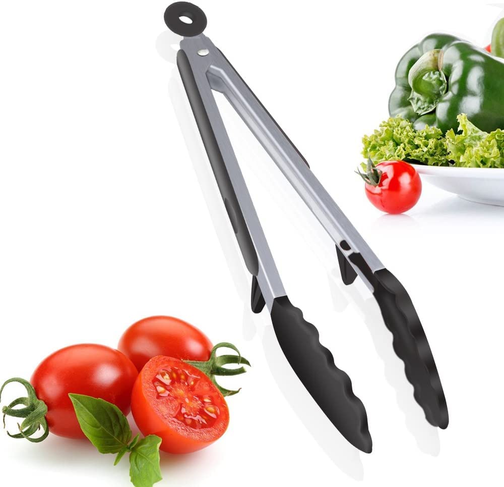Woodtula Silicone Tongs For Cooking  Bbq Grilling Tong  Serving Tongs  Stainless Steel Cooking Tongs  NonSlip Food Tongs (9