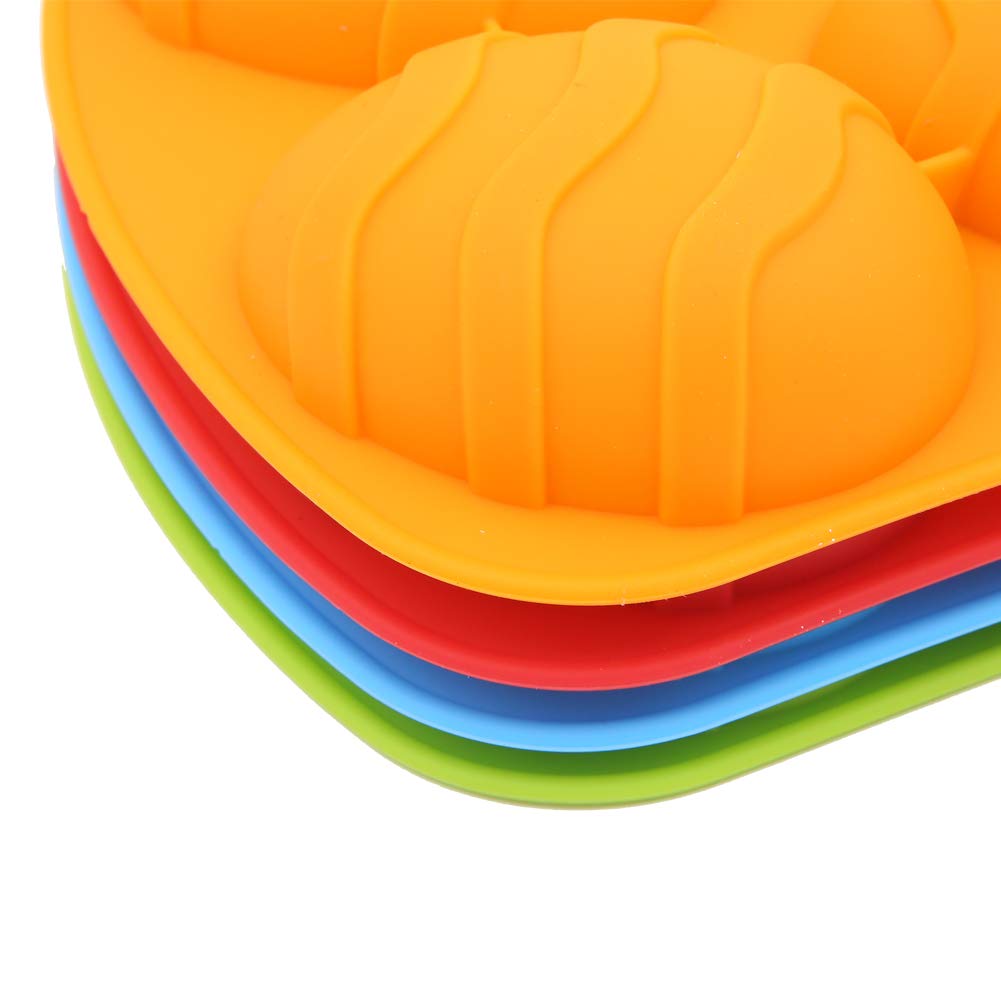 Apol Set of 4 Silicone Easter Egg Baking Molds, 6-Cavity, Blue/Green/Red/Orange, Ideal for Cakes, Muffins, Chocolate, and Soap