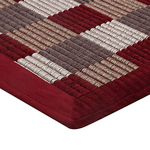 Kuber Industries Checkered Design Reversible Polyester Door Mat 22''X16'' (Maroon)-Ctktc14376