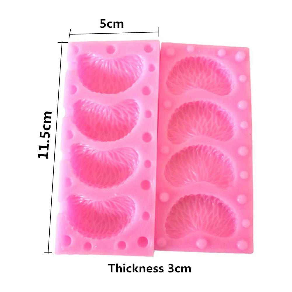 3D Tangerine Slice Silicone Mold With 20Pcs Lollipop Sticks, Mandarin Orange Segments Fruit Fondant Gum Paste Icing Mold For Cak