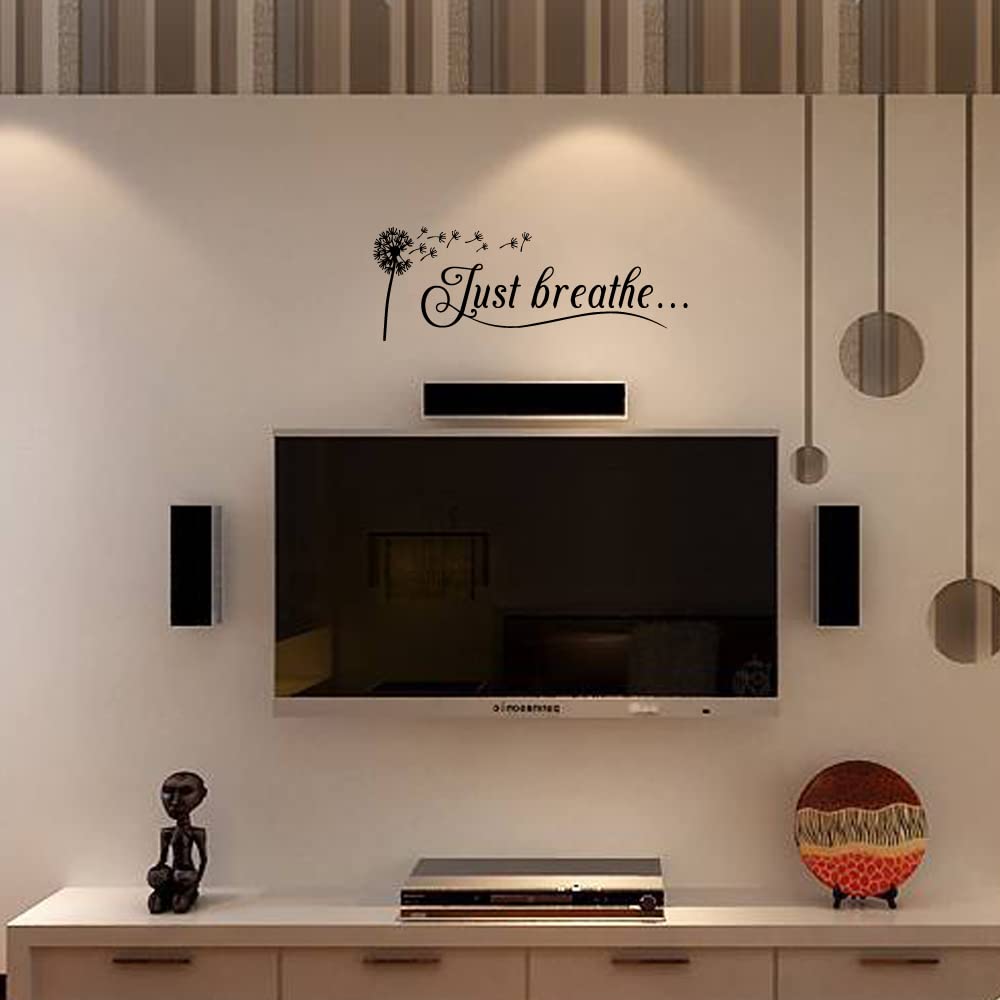 Just Breathe Vinyl Wall Decal Yoga Quotes Positive Relax Motto Art Letters Sayings Living Room D  Cor Lettering