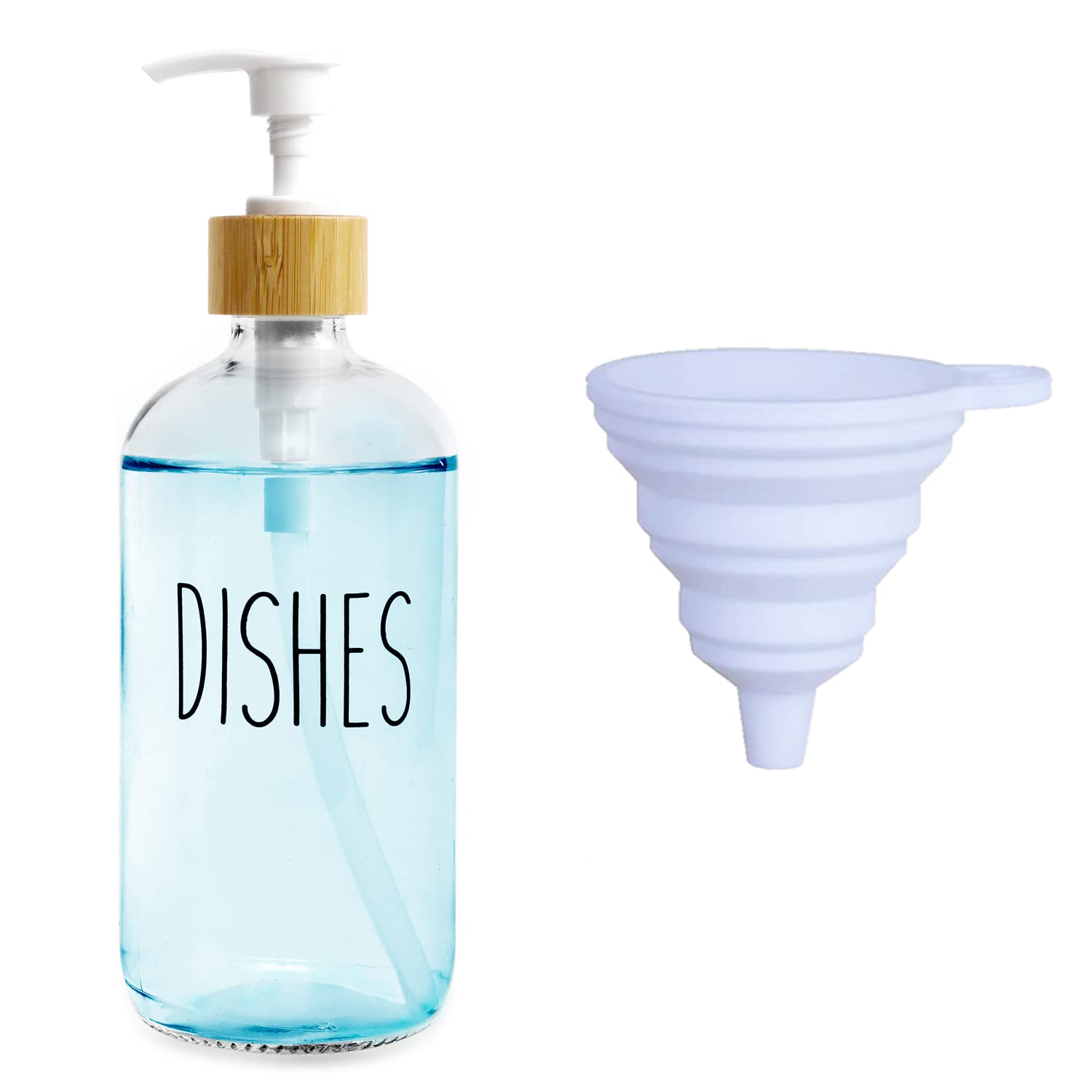 Loochica Dish Clear Glass Soap Dispenser With Plastic Pump, 16 Oz Transparent Dish Soap Dispenser Set Refillable Reusable Apothe