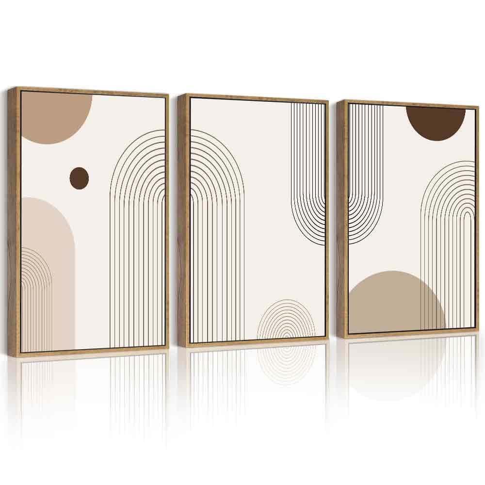Phopago Boho Wall Art 16X24In Minimalist Bohemain Framed Wall Art Abstract Mid Century Prints Decor For Bedroom Home Office - Na