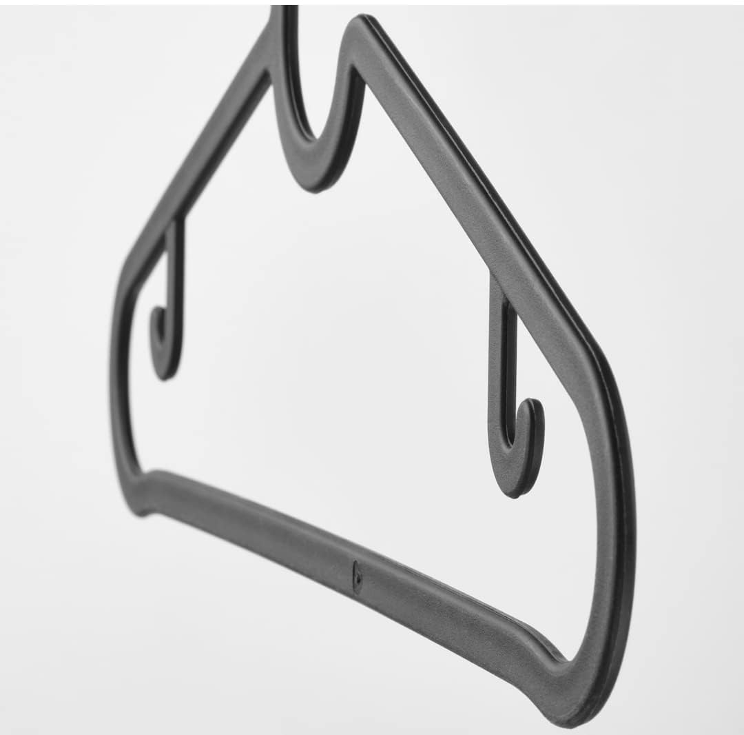 Ikea Spruttig Lightweight Clothes Hangers, Black, Plastic - Set Of 20, 29Cm