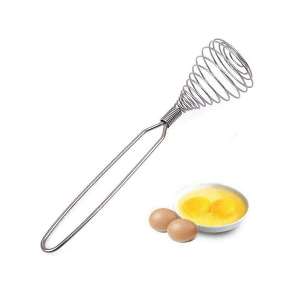 Mini French Spring Whisk, 8.67 Inch Silver Stainless Steel Spring Coil Whisk, Hand Eggbeater Egg Mixer Whisk Blender Stirring Be