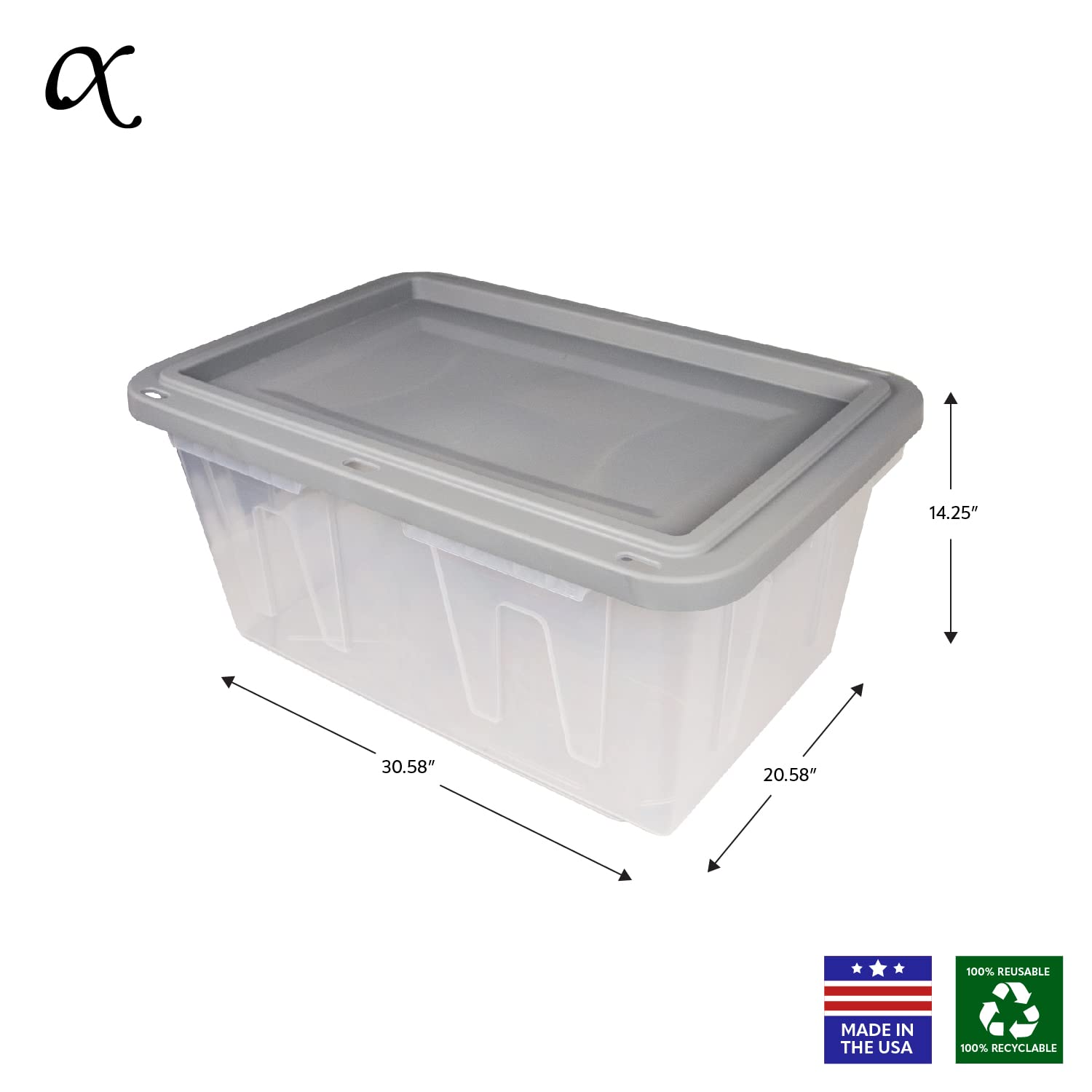 Cx Black & Yellow, 27-Gallon Heavy Duty Clear Storage Container & Snap-Tight Lid, Clear & Grey (14.3   H X 20.6   W X 30.6   D),