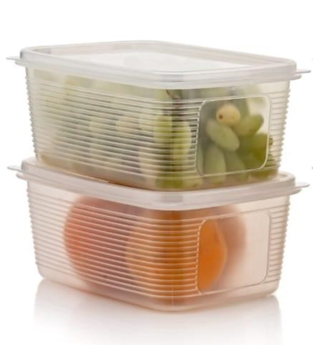 Vetalic Food Storage Containers, 1800Ml, Kitchen Storage Box With Clear Stackable Produce Saver Boxes With Airtight Lids For Fri