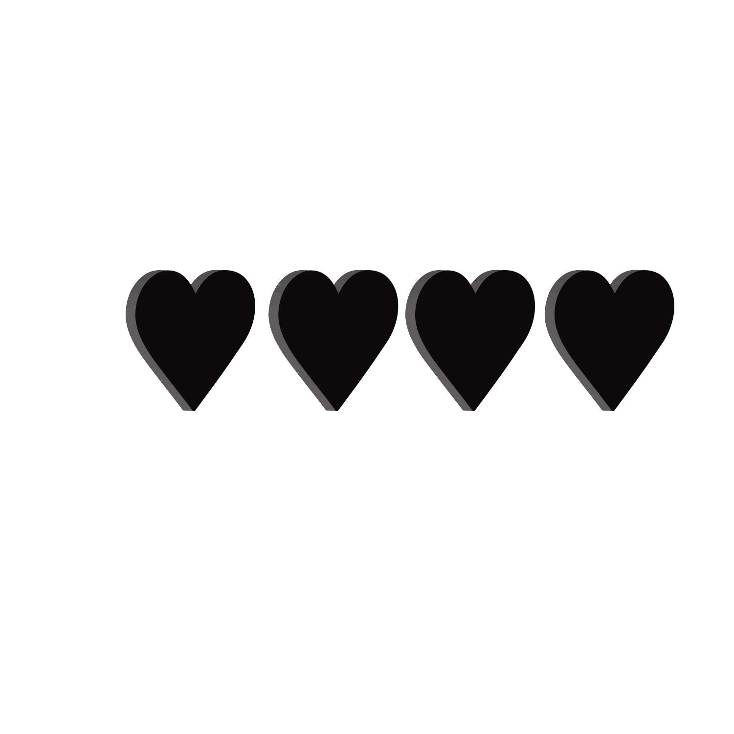 Ecraftindia Set Of 4 Hearts Black Engineered Wood Cutout Wall Art Decor | Romantic Wall Hanging For Bedroom, Nursery, Home, Offi