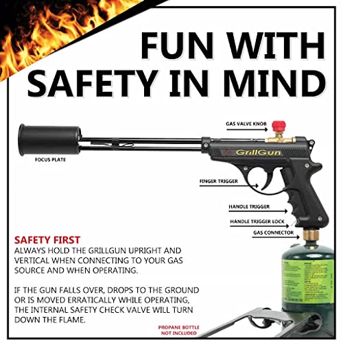 Grillblazer Grillgun Handheld Blowtorch, Stand, And Hose Set - Grill And Culinary Torch - Charcoal Starter - Professional Cookin