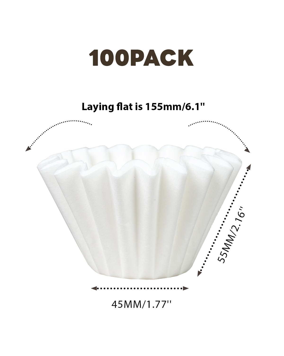 1-2 Cup Small Coffee Filters,100 Count Disposable Basket Coffee Filter Paper, Compatible With Kalita Wave Dripper 155 Series, Si