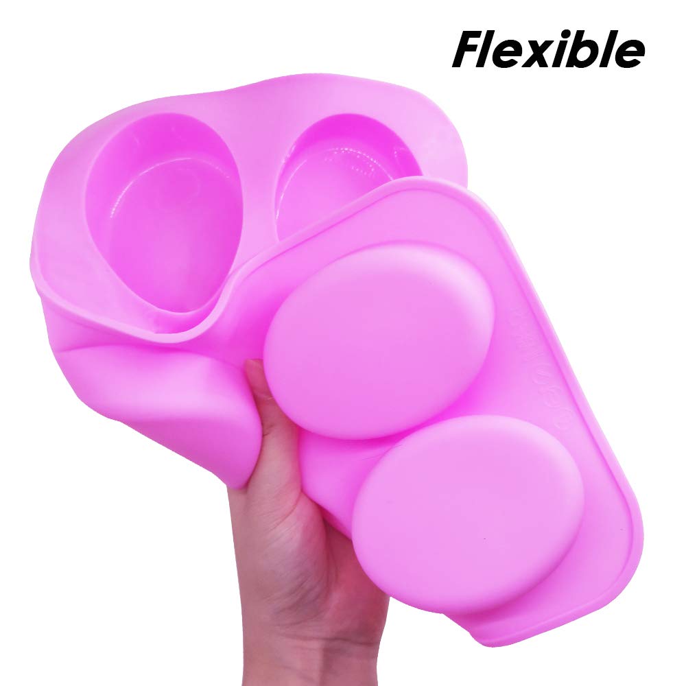 3 Packs Silicone 6 Cavities Oval Shape Cake Mold, Findtop Homemade Craft Soap Mold Cake Mold For Cake Baking Tart Pudding Cookie