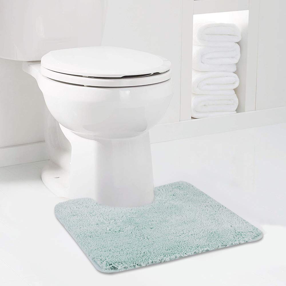 Walensee Bathroom Contour Rug (20X24, Aqua) Non Slip Bath Mat For Bathroom Water Absorbent Soft Microfiber Shaggy Bathroom Mat M