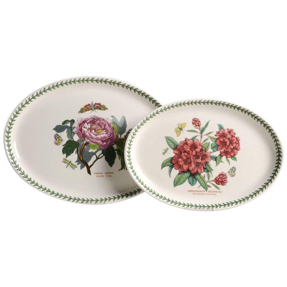 Portmeirion Botanic Garden Set Of 2 Platters, 13''/15'', White
