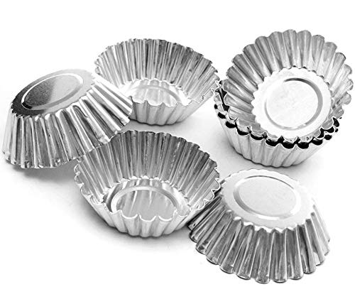 Lassum 10 Pcs Aluminum Egg Tart Mold Baking Cups,Cupcake Cake Cookie Pudding Lined Mould Tin Baking Tool