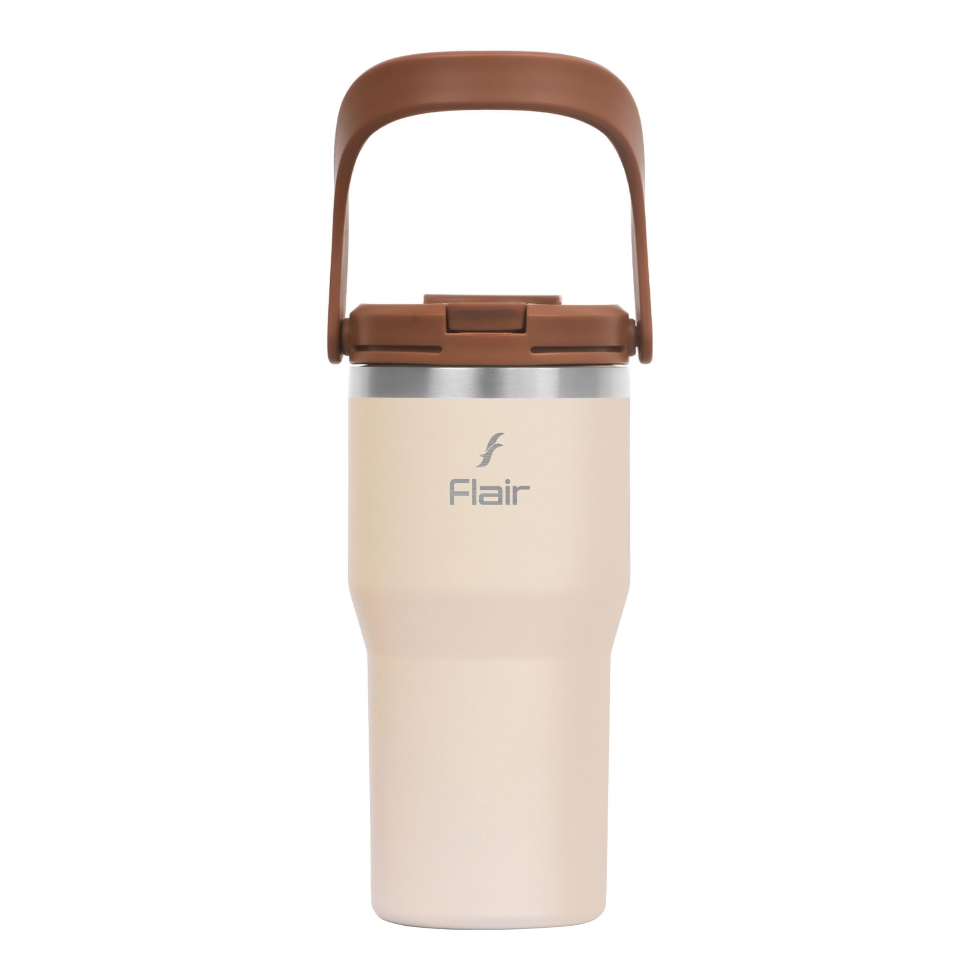 FLAIR Rage Vacuum Insulated Coffee Tumbler 500 ml Beige | 2in1 Lid (Straw & Sip)| 304 Double Wall Stainless Steel | LeakProof