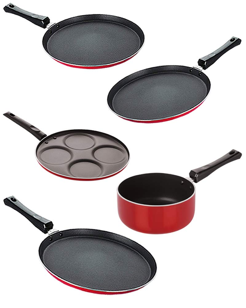 Nirlon Non Stick Cooking Pan And Pot Utensils Gift Kitchen Set Of 5 Pieces (2.6Mm_Ft13_Ft12_Spm_Ft11_Up4)