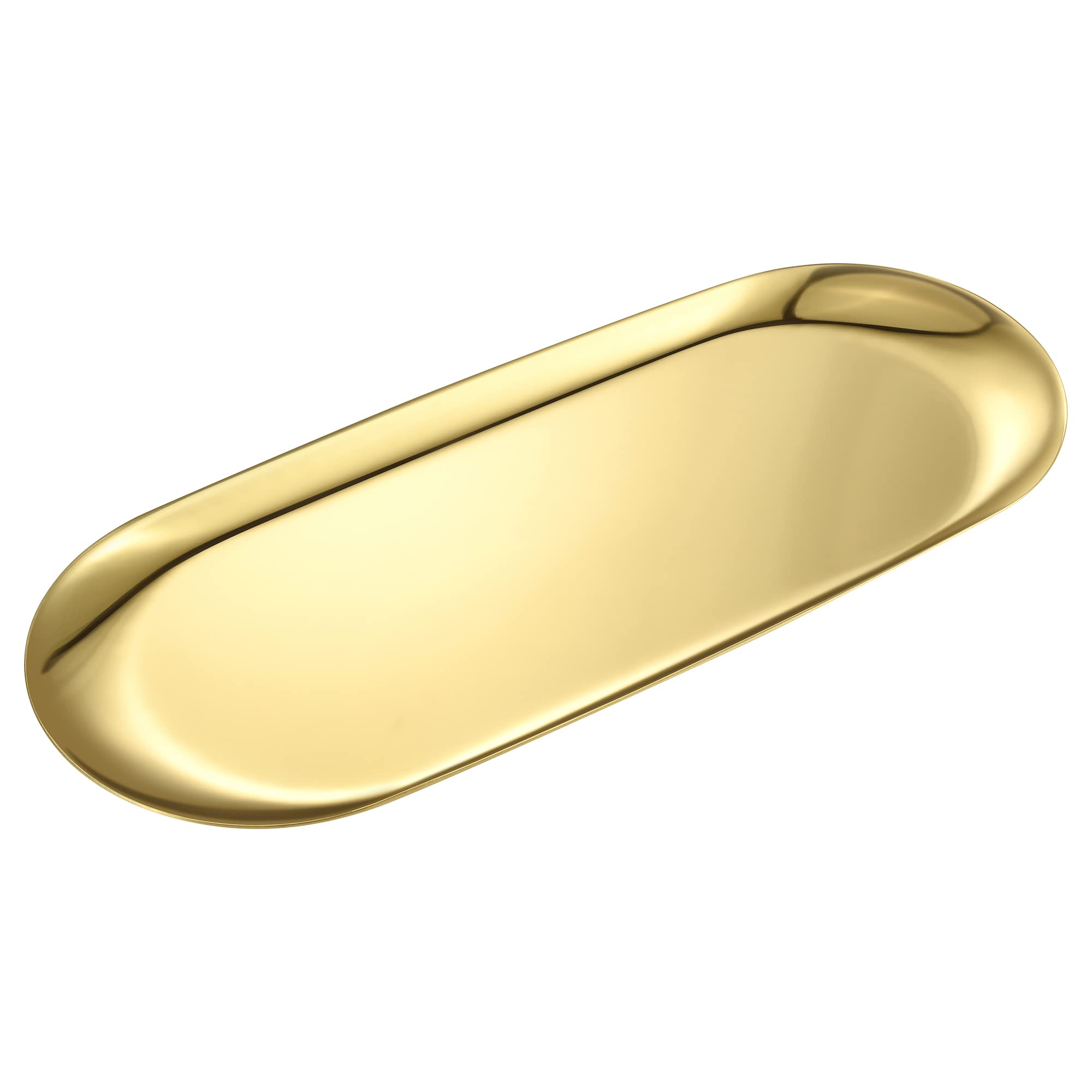 Gold Oval Vanity Tray, Stainless Steel Jewelry Tray, Bathroom Tray, Makeup Cosmetic Trays,Towel Napkin Tray, Storage Organizer,1