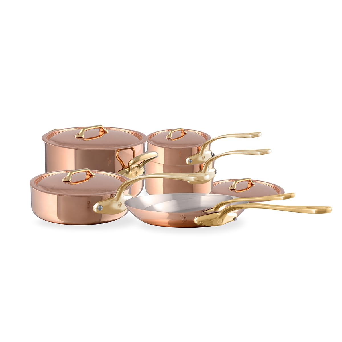 Mauviel MHeritage M250 B 10Piece Cookware Set, Brass Handles, Made In France