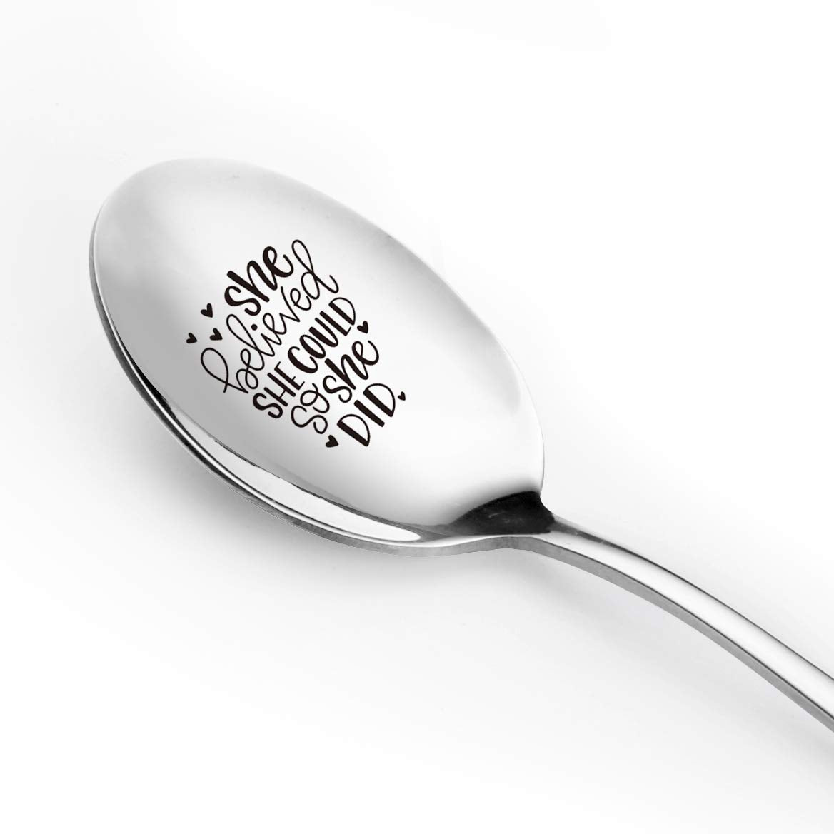 Aakihi She Believed She Could So She Did Spoon Funny Spoon Engraved Stainless Steel For Women Tea Coffee Spoon Perfect Thanksgiv