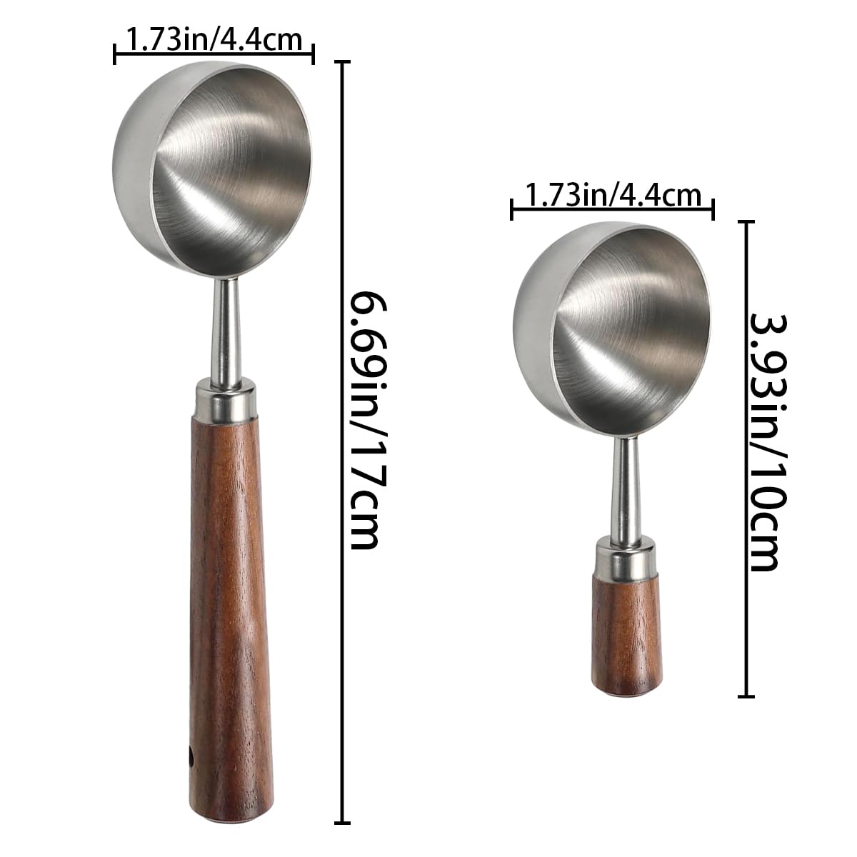 2 Pcs Coffee Scoop Vintage Coffee Measuring Spoon Stainless Steel Coffee Spoon With Nature Walnut Wood Handle Long Wooden Handle