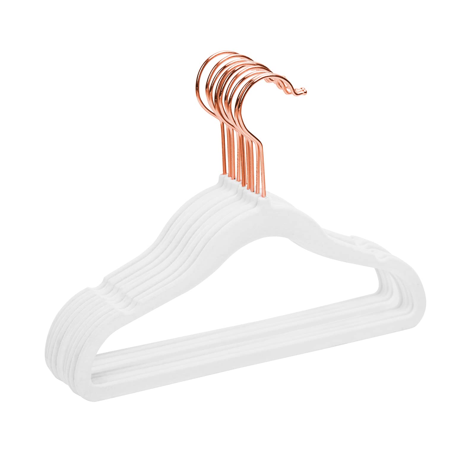 Mizgi Premium Kids Velvet Hangers (Pack Of 50) With Copper/Rose Gold Hooks,Space Saving Ultra Thin,Non Slip Baby Hangers For Chi